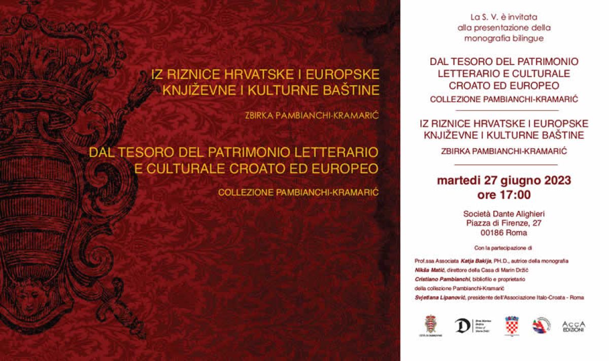 La presentazione della monografia bilingue &quot;Dal tesoro del patrimonio letterario e culturale europeo&quot; 27 giugno 2023 alle ore 17 - Società Dante Alighieri - Roma